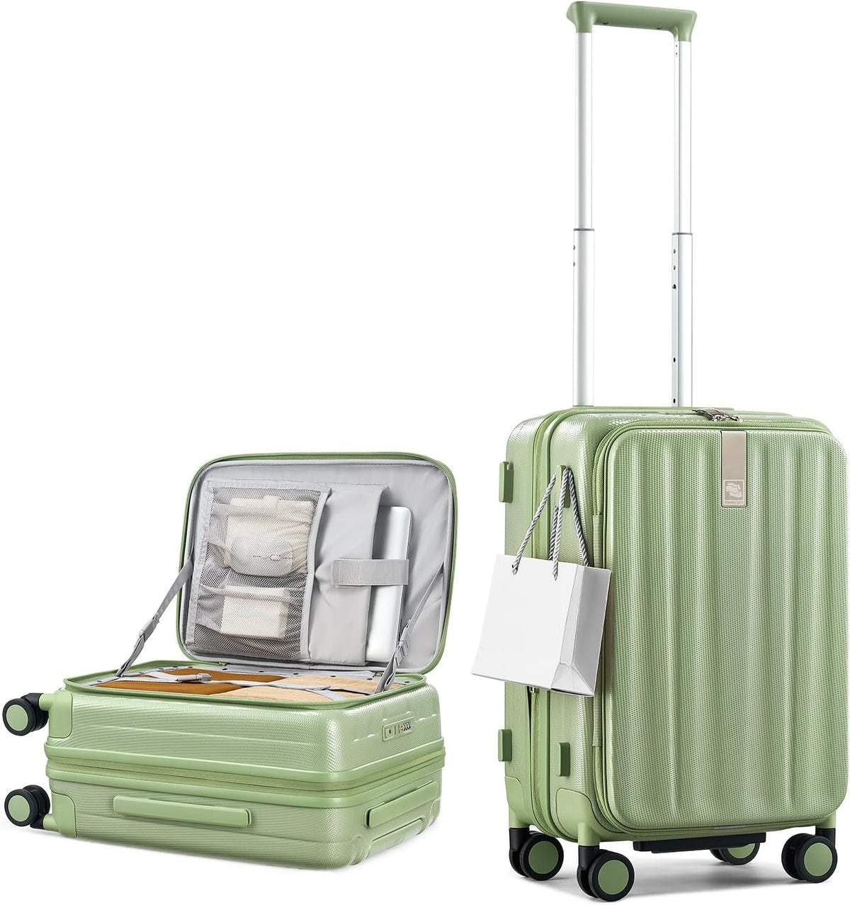 16 Inch Expandable Under Seat Luggage with Wheels Top Opening Small Suitcase with Wheels Carry On Luggage Airline Approved Lightweight Hard Shell Suitcases for Weekender Overnight-Caribbean Blue