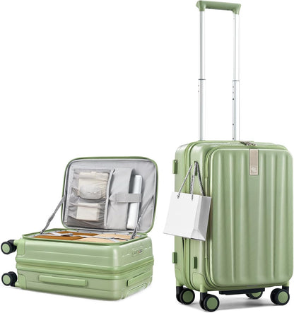 16 Inch Expandable Under Seat Luggage with Wheels Top Opening Small Suitcase with Wheels Carry On Luggage Airline Approved Lightweight Hard Shell Suitcases for Weekender Overnight-Caribbean Blue