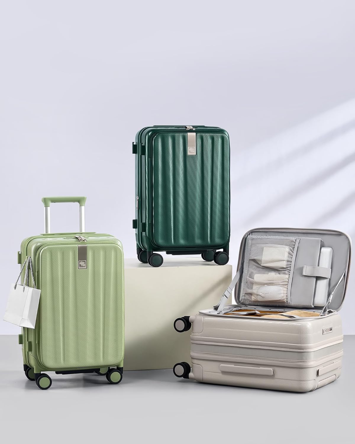 16 Inch Expandable Under Seat Luggage with Wheels Top Opening Small Suitcase with Wheels Carry On Luggage Airline Approved Lightweight Hard Shell Suitcases for Weekender Overnight-Caribbean Blue