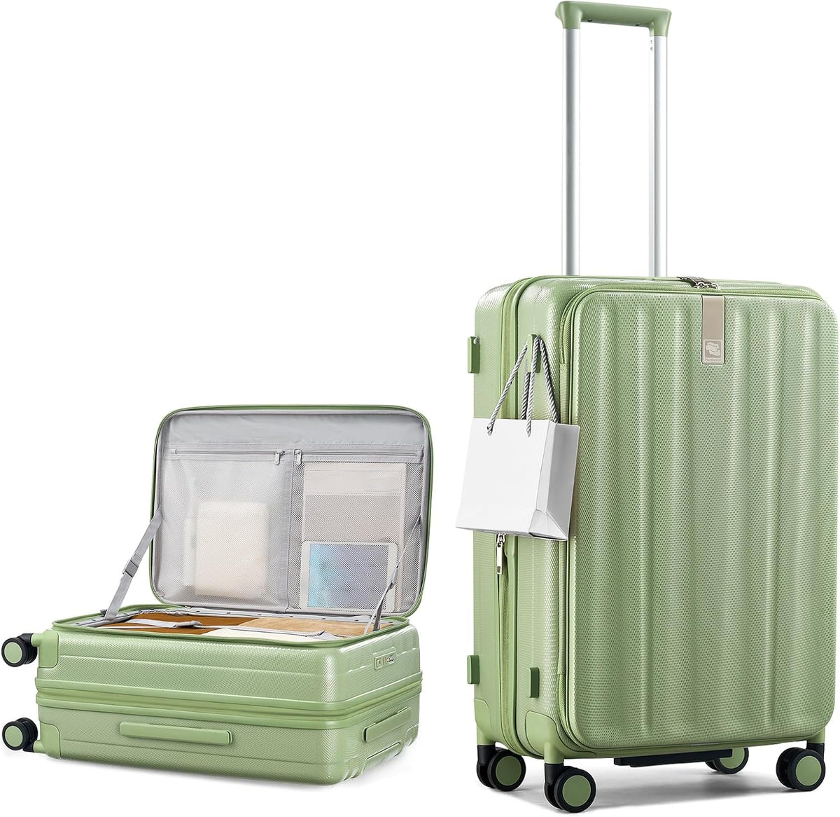 16 Inch Expandable Under Seat Luggage with Wheels Top Opening Small Suitcase with Wheels Carry On Luggage Airline Approved Lightweight Hard Shell Suitcases for Weekender Overnight-Caribbean Blue