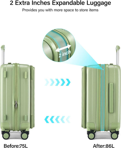 16 Inch Expandable Under Seat Luggage with Wheels Top Opening Small Suitcase with Wheels Carry On Luggage Airline Approved Lightweight Hard Shell Suitcases for Weekender Overnight-Caribbean Blue
