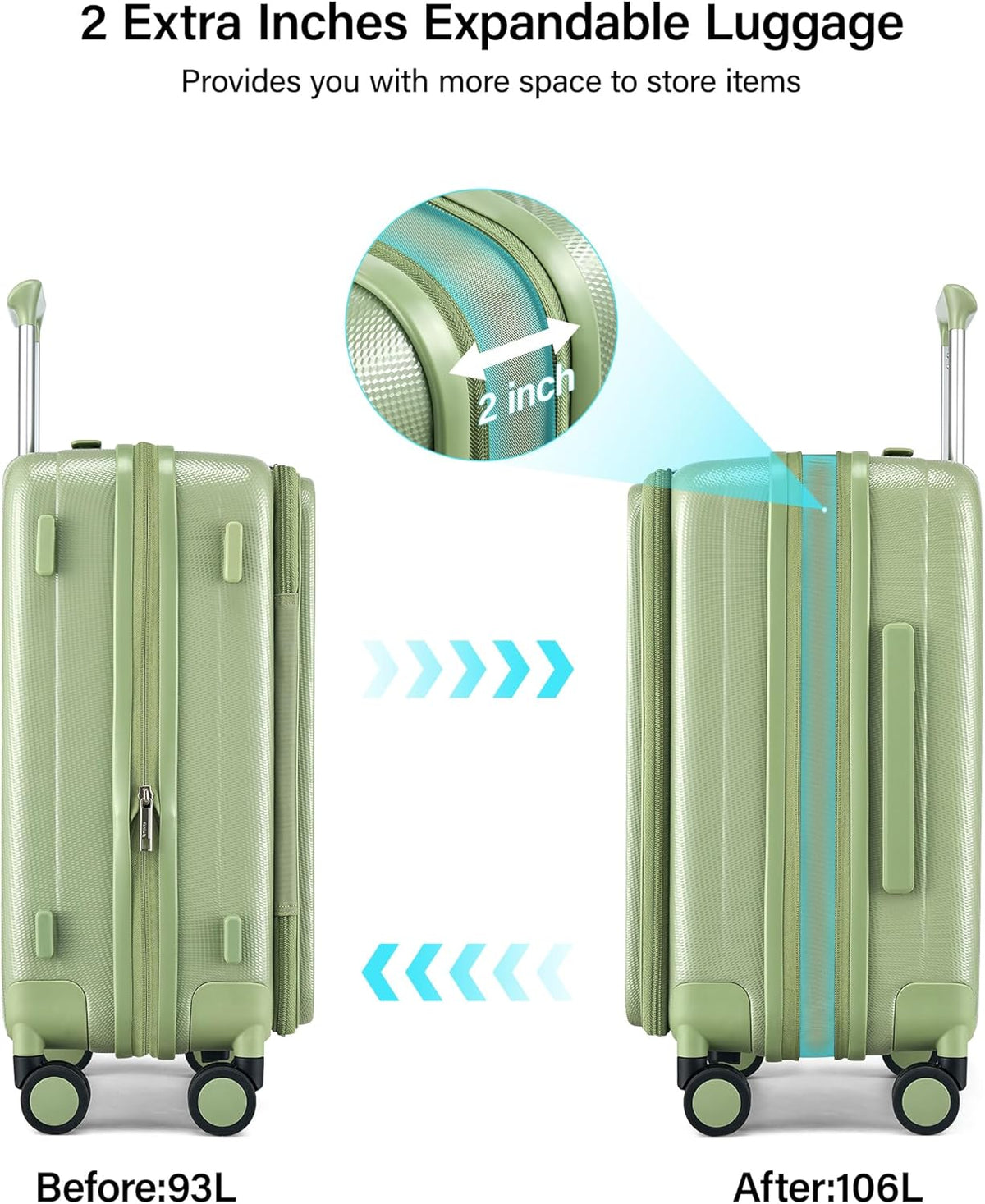 16 Inch Expandable Under Seat Luggage with Wheels Top Opening Small Suitcase with Wheels Carry On Luggage Airline Approved Lightweight Hard Shell Suitcases for Weekender Overnight-Caribbean Blue