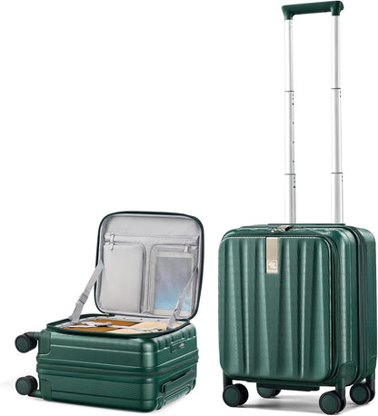 16 Inch Expandable Under Seat Luggage with Wheels Top Opening Small Suitcase with Wheels Carry On Luggage Airline Approved Lightweight Hard Shell Suitcases for Weekender Overnight-Caribbean Blue