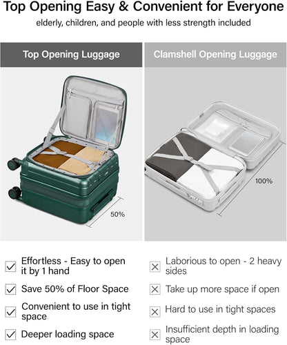 16 Inch Expandable Under Seat Luggage with Wheels Top Opening Small Suitcase with Wheels Carry On Luggage Airline Approved Lightweight Hard Shell Suitcases for Weekender Overnight-Caribbean Blue