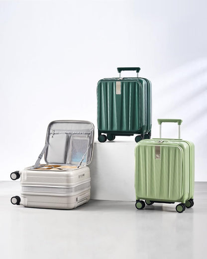 16 Inch Expandable Under Seat Luggage with Wheels Top Opening Small Suitcase with Wheels Carry On Luggage Airline Approved Lightweight Hard Shell Suitcases for Weekender Overnight-Caribbean Blue