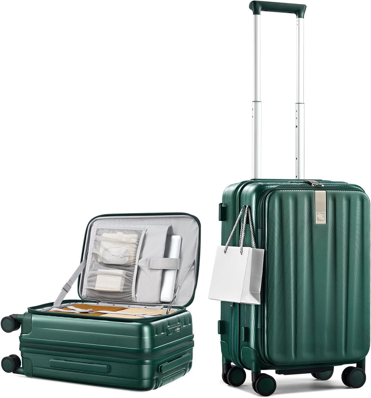 16 Inch Expandable Under Seat Luggage with Wheels Top Opening Small Suitcase with Wheels Carry On Luggage Airline Approved Lightweight Hard Shell Suitcases for Weekender Overnight-Caribbean Blue