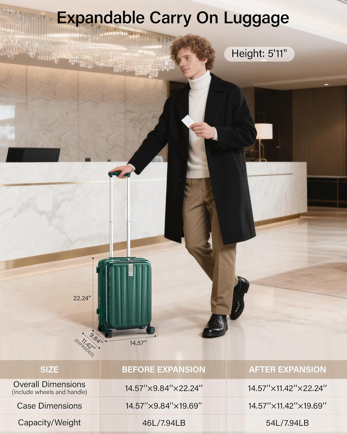 16 Inch Expandable Under Seat Luggage with Wheels Top Opening Small Suitcase with Wheels Carry On Luggage Airline Approved Lightweight Hard Shell Suitcases for Weekender Overnight-Caribbean Blue