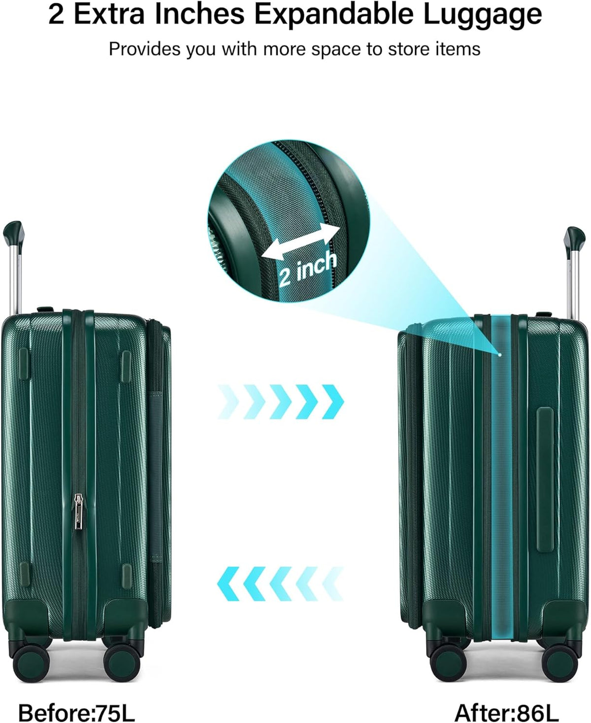 16 Inch Expandable Under Seat Luggage with Wheels Top Opening Small Suitcase with Wheels Carry On Luggage Airline Approved Lightweight Hard Shell Suitcases for Weekender Overnight-Caribbean Blue