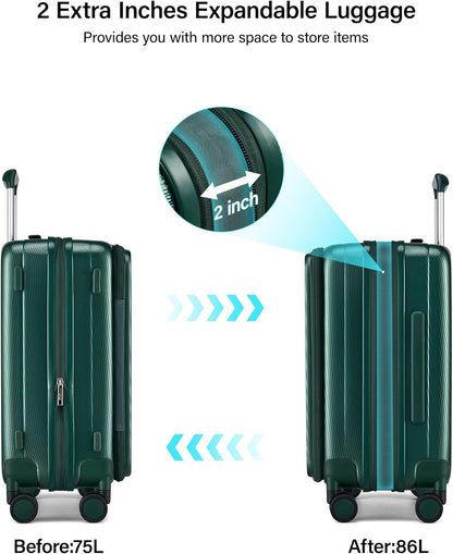 16 Inch Expandable Under Seat Luggage with Wheels Top Opening Small Suitcase with Wheels Carry On Luggage Airline Approved Lightweight Hard Shell Suitcases for Weekender Overnight-Caribbean Blue