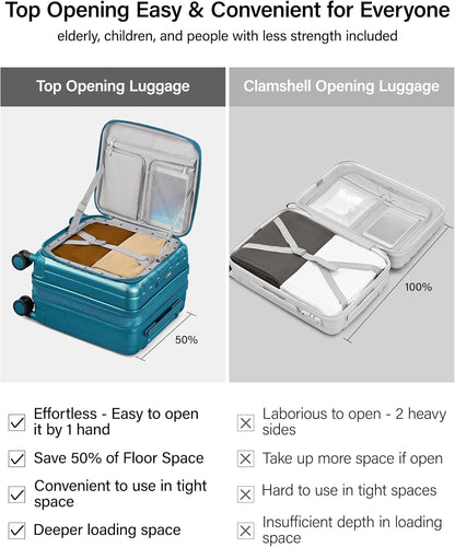 16 Inch Expandable Under Seat Luggage with Wheels Top Opening Small Suitcase with Wheels Carry On Luggage Airline Approved Lightweight Hard Shell Suitcases for Weekender Overnight-Caribbean Blue