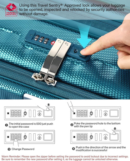 16 Inch Expandable Under Seat Luggage with Wheels Top Opening Small Suitcase with Wheels Carry On Luggage Airline Approved Lightweight Hard Shell Suitcases for Weekender Overnight-Caribbean Blue