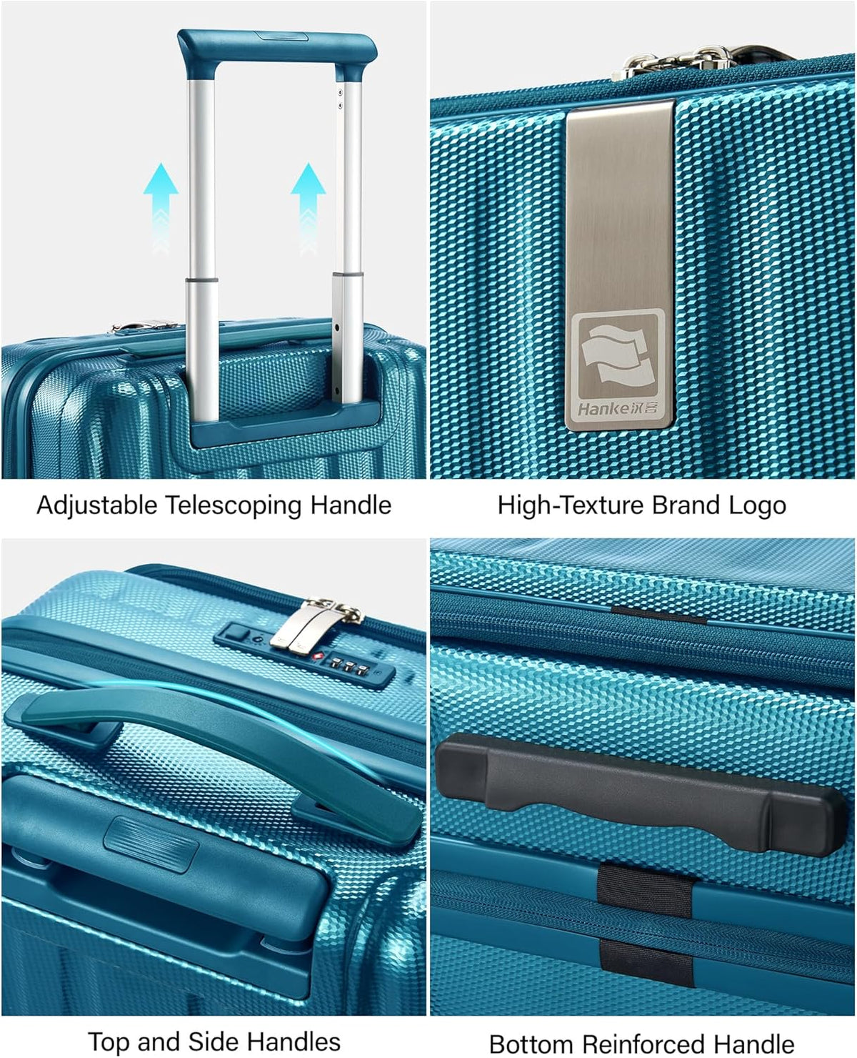 16 Inch Expandable Under Seat Luggage with Wheels Top Opening Small Suitcase with Wheels Carry On Luggage Airline Approved Lightweight Hard Shell Suitcases for Weekender Overnight-Caribbean Blue