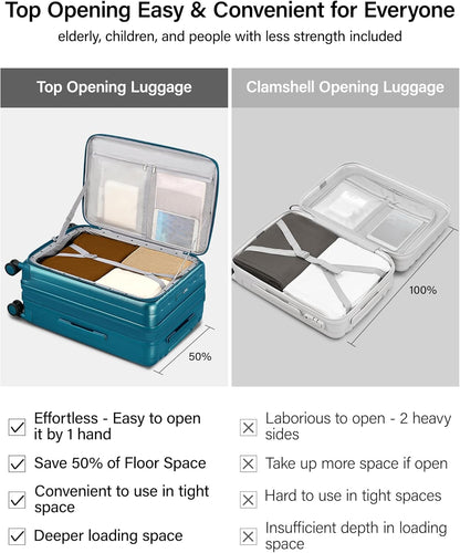 16 Inch Expandable Under Seat Luggage with Wheels Top Opening Small Suitcase with Wheels Carry On Luggage Airline Approved Lightweight Hard Shell Suitcases for Weekender Overnight-Caribbean Blue