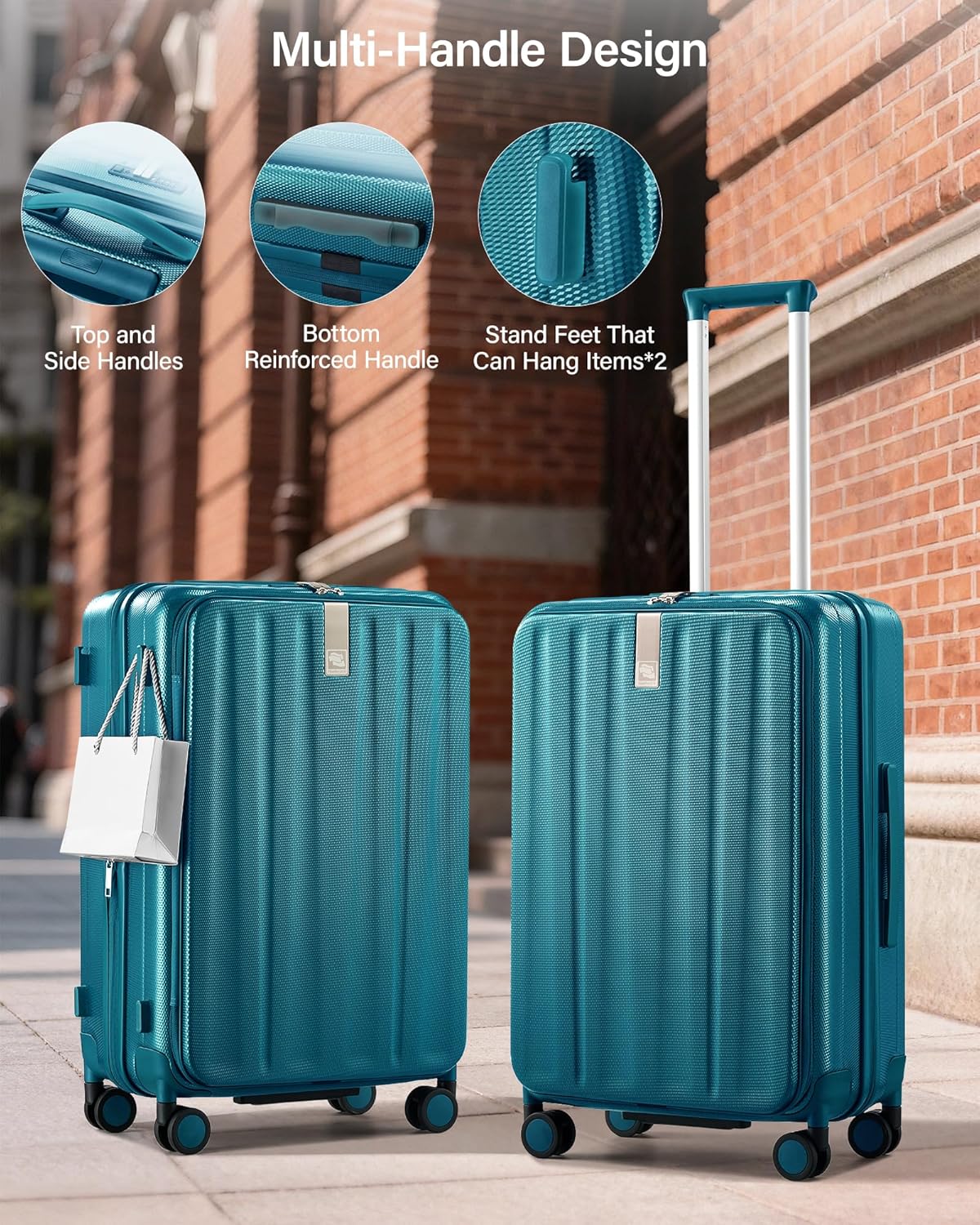 16 Inch Expandable Under Seat Luggage with Wheels Top Opening Small Suitcase with Wheels Carry On Luggage Airline Approved Lightweight Hard Shell Suitcases for Weekender Overnight-Caribbean Blue