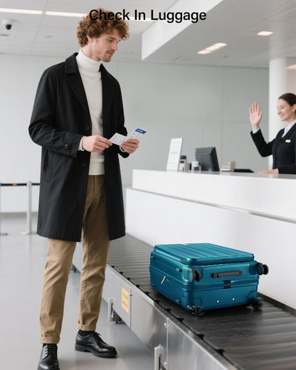 16 Inch Expandable Under Seat Luggage with Wheels Top Opening Small Suitcase with Wheels Carry On Luggage Airline Approved Lightweight Hard Shell Suitcases for Weekender Overnight-Caribbean Blue