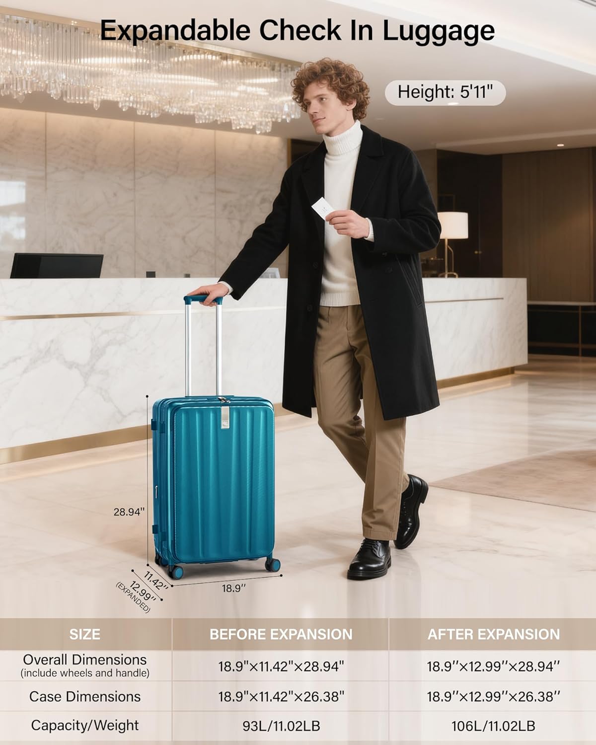 16 Inch Expandable Under Seat Luggage with Wheels Top Opening Small Suitcase with Wheels Carry On Luggage Airline Approved Lightweight Hard Shell Suitcases for Weekender Overnight-Caribbean Blue