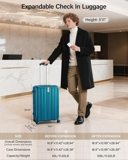 16 Inch Expandable Under Seat Luggage with Wheels Top Opening Small Suitcase with Wheels Carry On Luggage Airline Approved Lightweight Hard Shell Suitcases for Weekender Overnight-Caribbean Blue