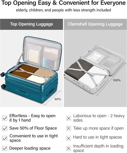 16 Inch Expandable Under Seat Luggage with Wheels Top Opening Small Suitcase with Wheels Carry On Luggage Airline Approved Lightweight Hard Shell Suitcases for Weekender Overnight-Caribbean Blue