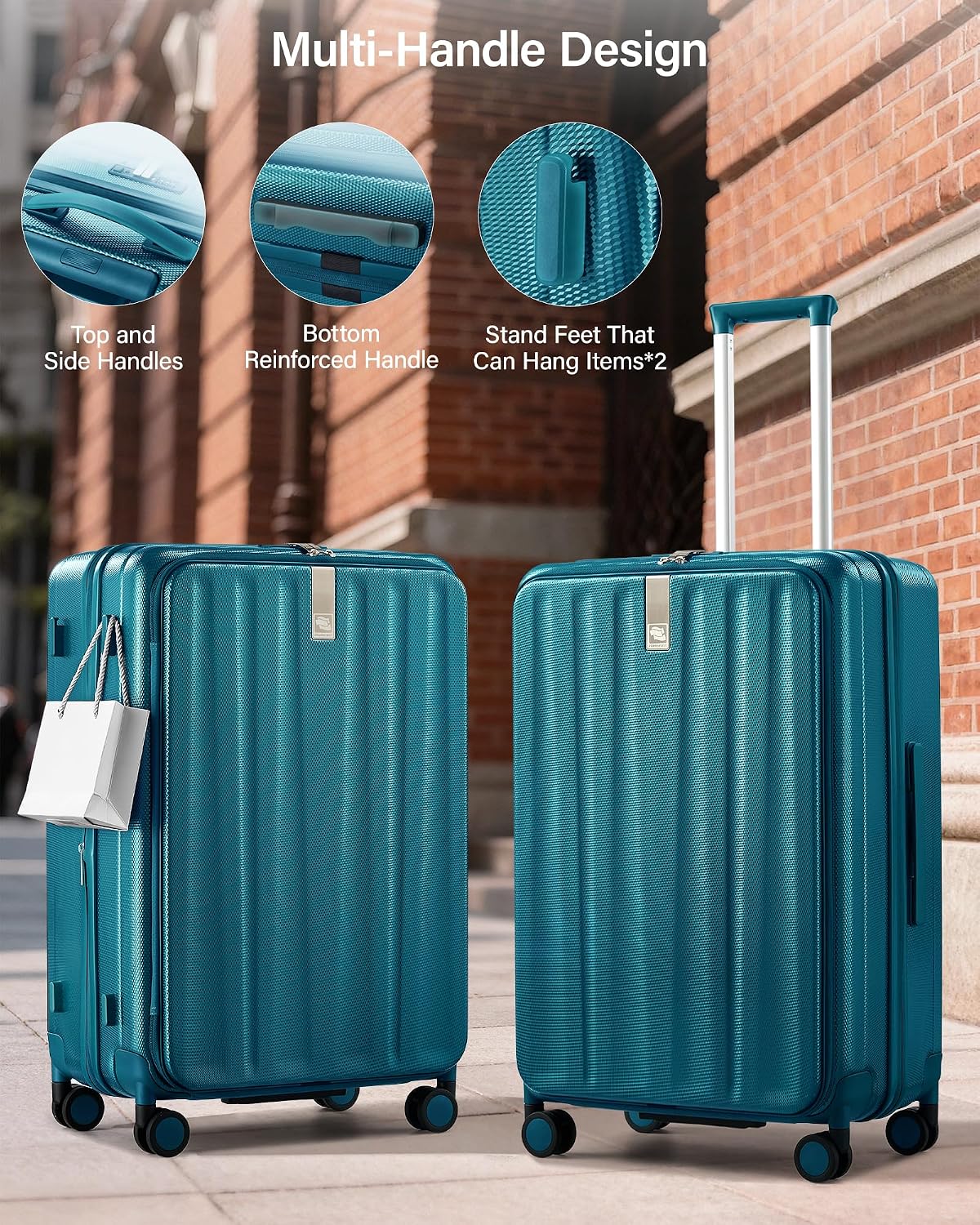 16 Inch Expandable Under Seat Luggage with Wheels Top Opening Small Suitcase with Wheels Carry On Luggage Airline Approved Lightweight Hard Shell Suitcases for Weekender Overnight-Caribbean Blue