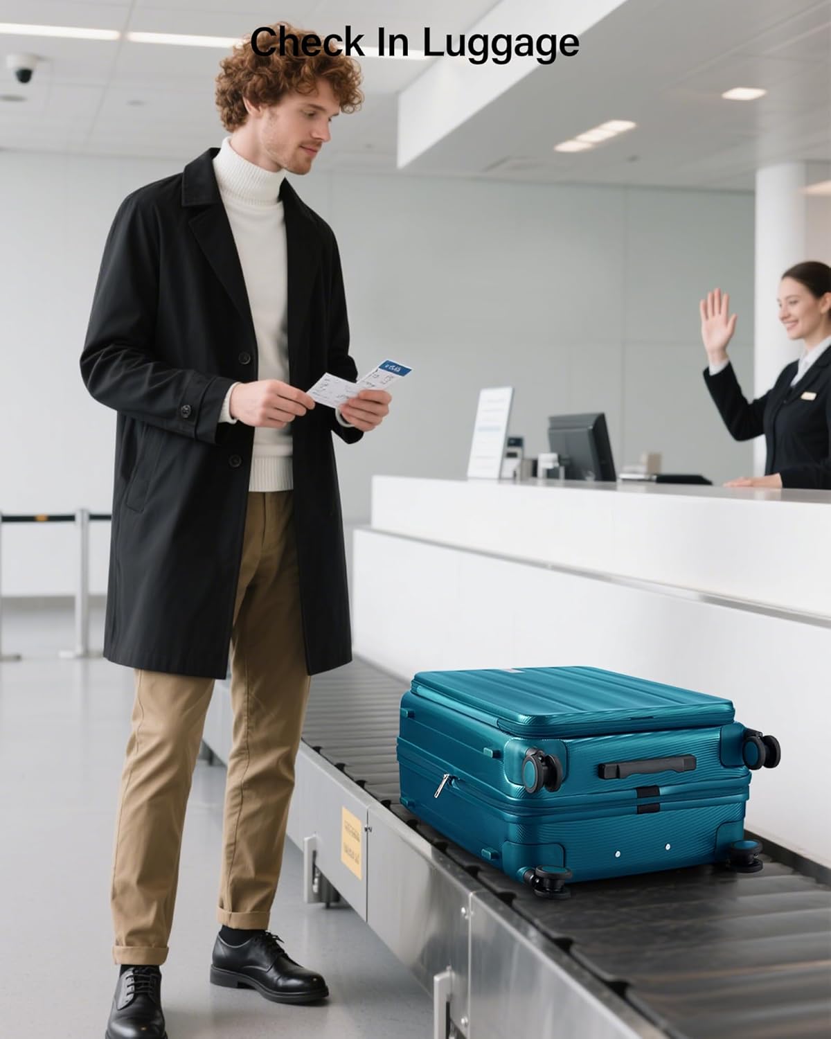 16 Inch Expandable Under Seat Luggage with Wheels Top Opening Small Suitcase with Wheels Carry On Luggage Airline Approved Lightweight Hard Shell Suitcases for Weekender Overnight-Caribbean Blue
