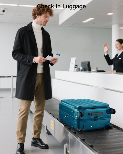 16 Inch Expandable Under Seat Luggage with Wheels Top Opening Small Suitcase with Wheels Carry On Luggage Airline Approved Lightweight Hard Shell Suitcases for Weekender Overnight-Caribbean Blue