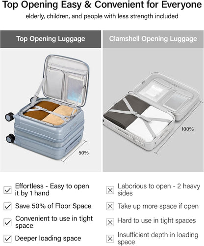 16 Inch Expandable Under Seat Luggage with Wheels Top Opening Small Suitcase with Wheels Carry On Luggage Airline Approved Lightweight Hard Shell Suitcases for Weekender Overnight-Caribbean Blue