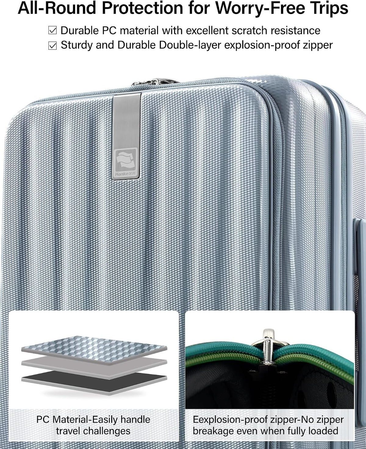 16 Inch Expandable Under Seat Luggage with Wheels Top Opening Small Suitcase with Wheels Carry On Luggage Airline Approved Lightweight Hard Shell Suitcases for Weekender Overnight-Caribbean Blue