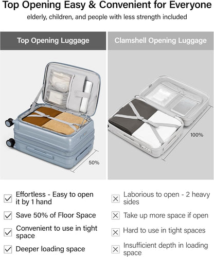 16 Inch Expandable Under Seat Luggage with Wheels Top Opening Small Suitcase with Wheels Carry On Luggage Airline Approved Lightweight Hard Shell Suitcases for Weekender Overnight-Caribbean Blue
