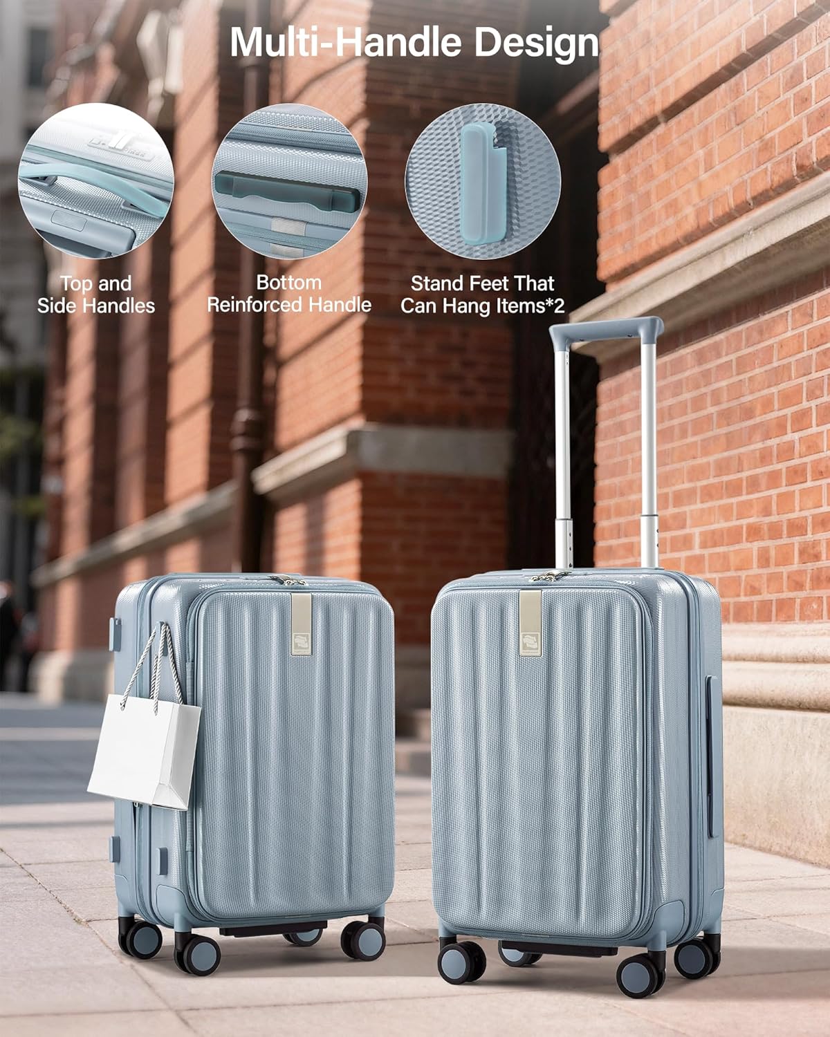16 Inch Expandable Under Seat Luggage with Wheels Top Opening Small Suitcase with Wheels Carry On Luggage Airline Approved Lightweight Hard Shell Suitcases for Weekender Overnight-Caribbean Blue