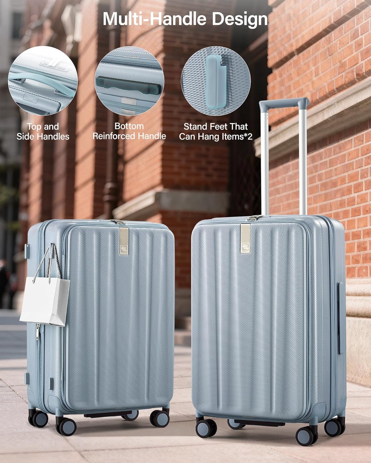 16 Inch Expandable Under Seat Luggage with Wheels Top Opening Small Suitcase with Wheels Carry On Luggage Airline Approved Lightweight Hard Shell Suitcases for Weekender Overnight-Caribbean Blue
