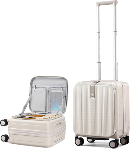 16 Inch Expandable Under Seat Luggage with Wheels Top Opening Small Suitcase with Wheels Carry On Luggage Airline Approved Lightweight Hard Shell Suitcases for Weekender Overnight-Caribbean Blue