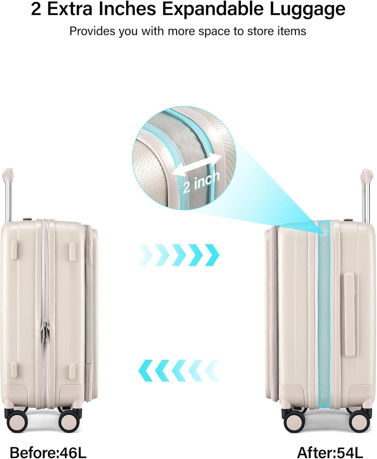 16 Inch Expandable Under Seat Luggage with Wheels Top Opening Small Suitcase with Wheels Carry On Luggage Airline Approved Lightweight Hard Shell Suitcases for Weekender Overnight-Caribbean Blue