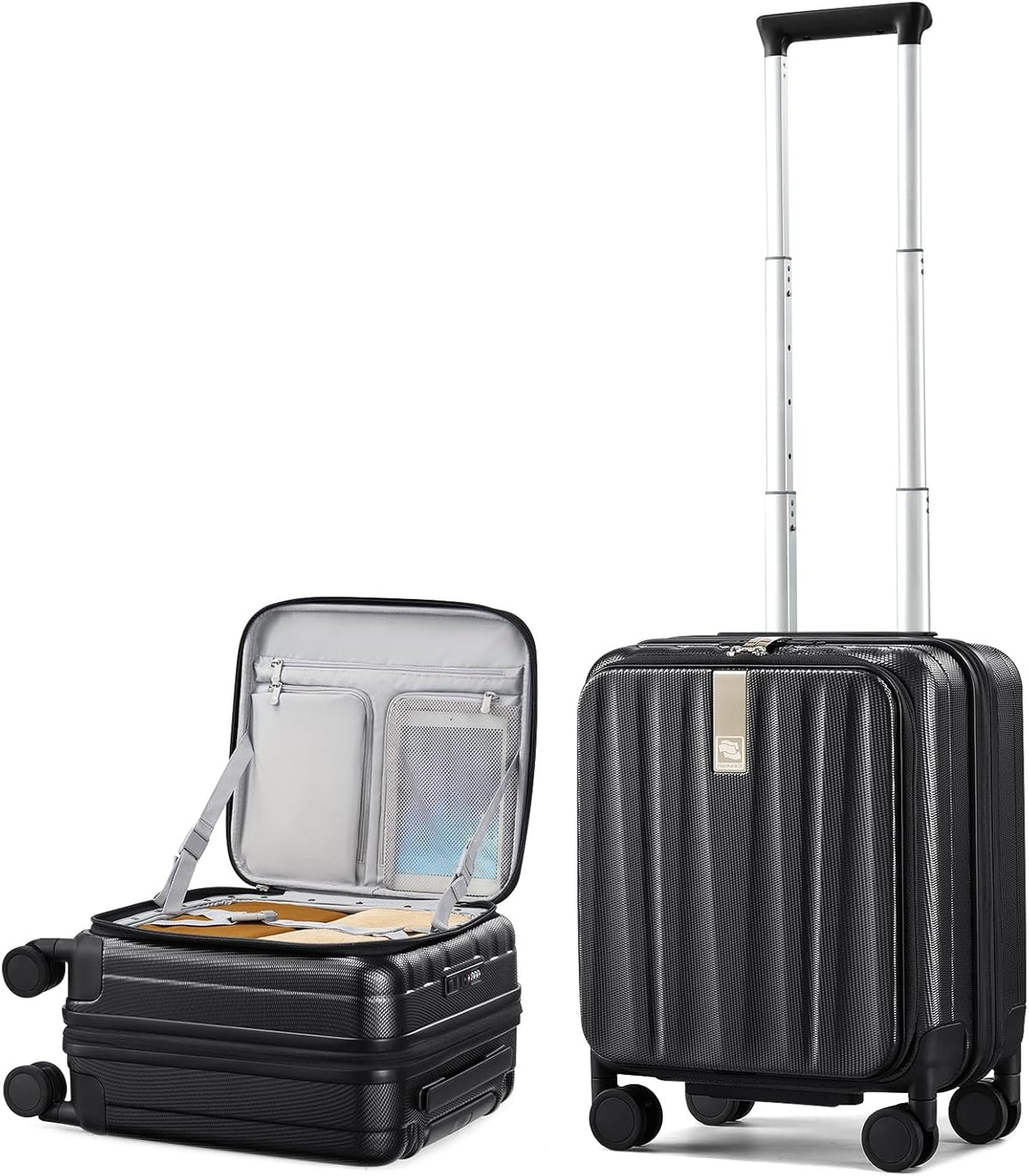 16 Inch Expandable Under Seat Luggage with Wheels Top Opening Small Suitcase with Wheels Carry On Luggage Airline Approved Lightweight Hard Shell Suitcases for Weekender Overnight-Caribbean Blue