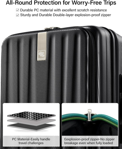 16 Inch Expandable Under Seat Luggage with Wheels Top Opening Small Suitcase with Wheels Carry On Luggage Airline Approved Lightweight Hard Shell Suitcases for Weekender Overnight-Caribbean Blue
