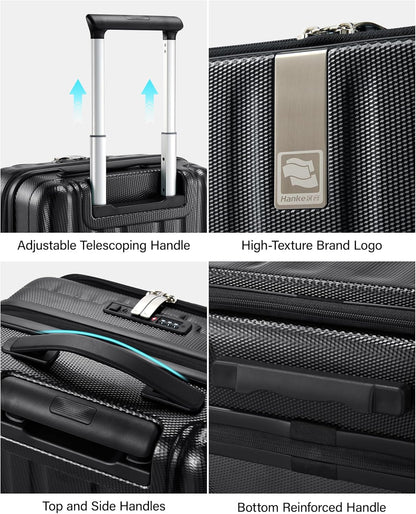16 Inch Expandable Under Seat Luggage with Wheels Top Opening Small Suitcase with Wheels Carry On Luggage Airline Approved Lightweight Hard Shell Suitcases for Weekender Overnight-Caribbean Blue