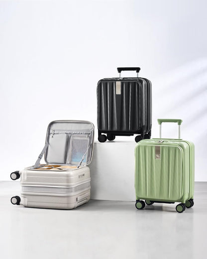 16 Inch Expandable Under Seat Luggage with Wheels Top Opening Small Suitcase with Wheels Carry On Luggage Airline Approved Lightweight Hard Shell Suitcases for Weekender Overnight-Caribbean Blue