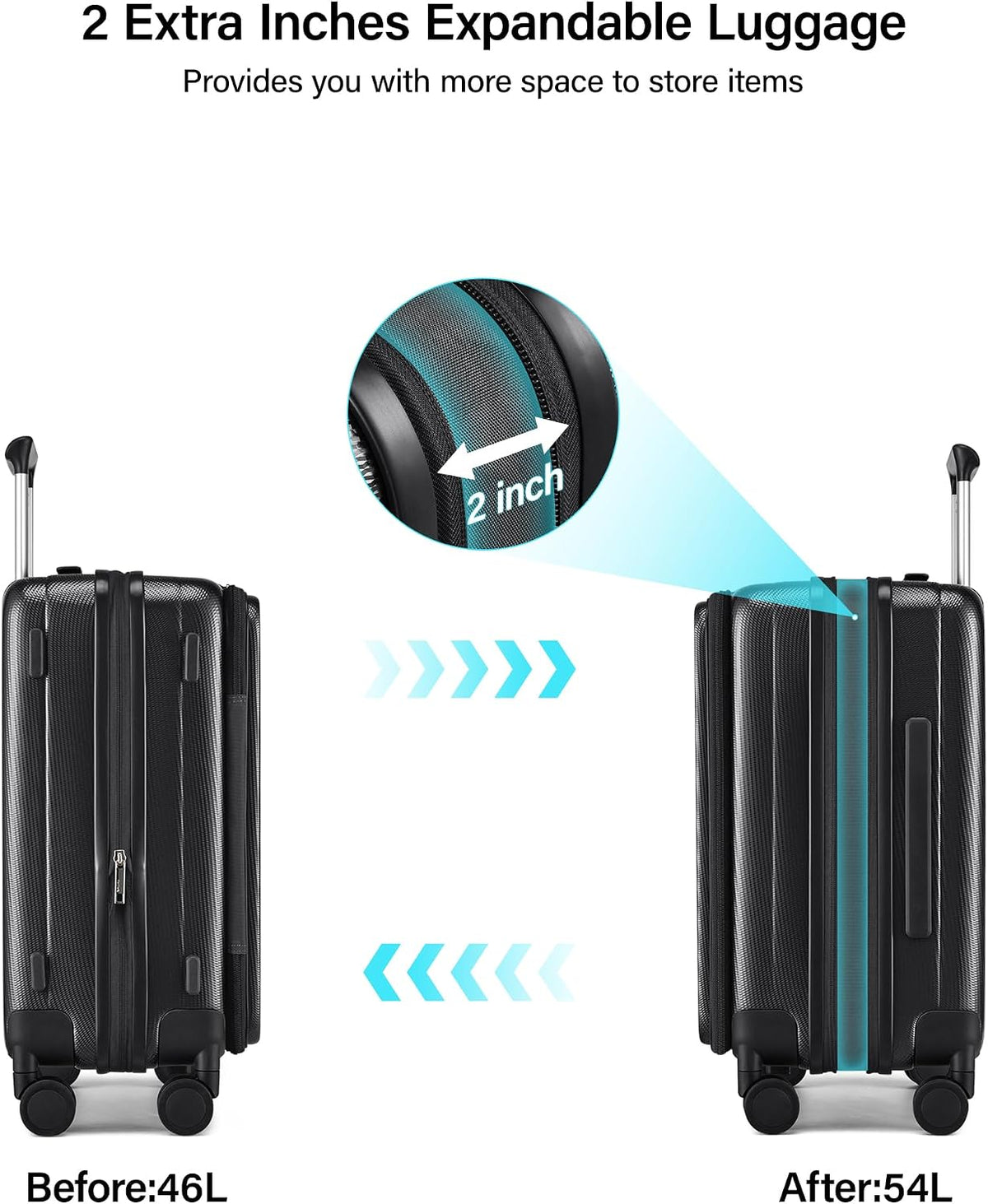16 Inch Expandable Under Seat Luggage with Wheels Top Opening Small Suitcase with Wheels Carry On Luggage Airline Approved Lightweight Hard Shell Suitcases for Weekender Overnight-Caribbean Blue