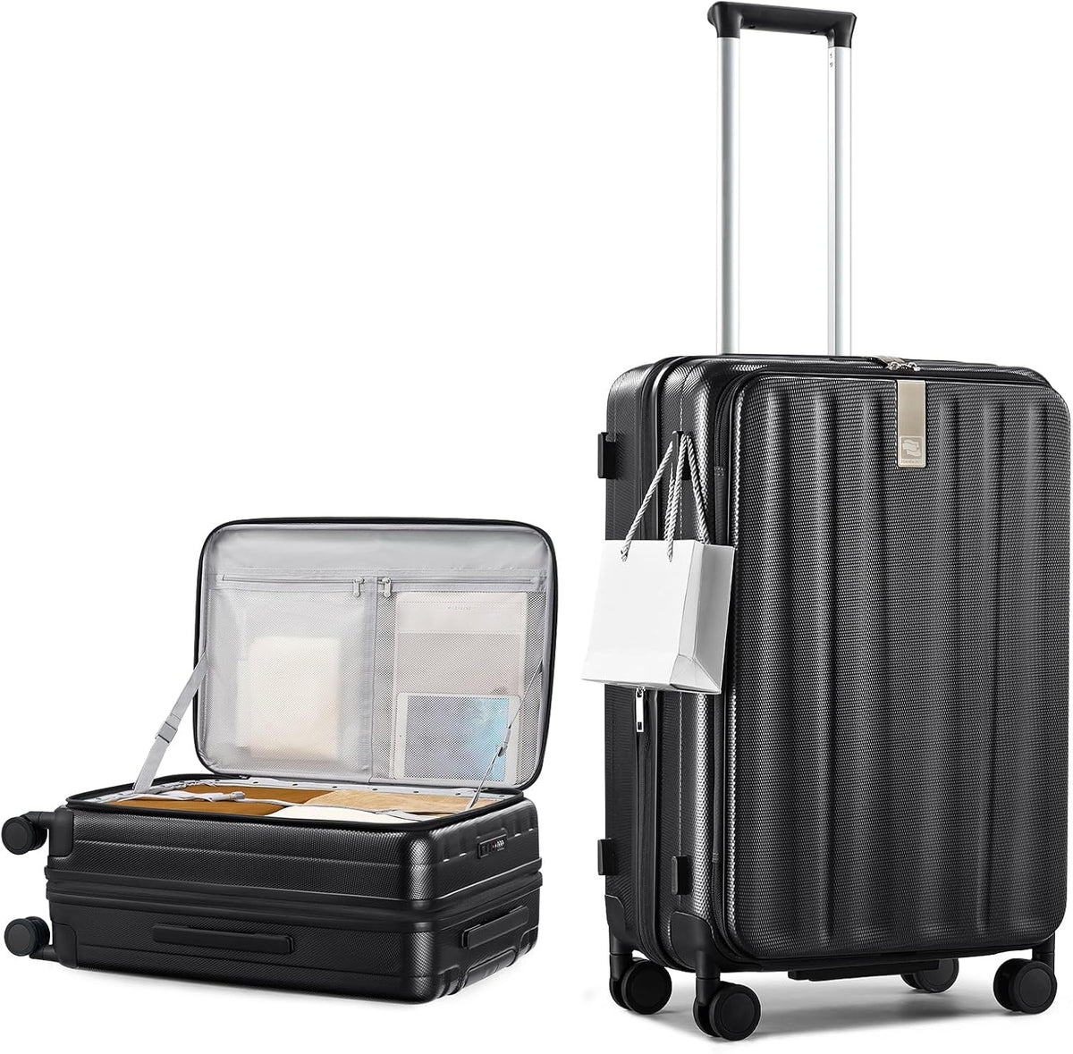 16 Inch Expandable Under Seat Luggage with Wheels Top Opening Small Suitcase with Wheels Carry On Luggage Airline Approved Lightweight Hard Shell Suitcases for Weekender Overnight-Caribbean Blue