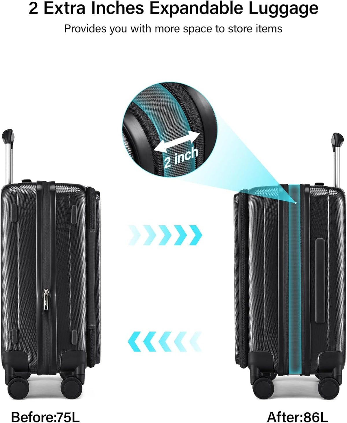 16 Inch Expandable Under Seat Luggage with Wheels Top Opening Small Suitcase with Wheels Carry On Luggage Airline Approved Lightweight Hard Shell Suitcases for Weekender Overnight-Caribbean Blue