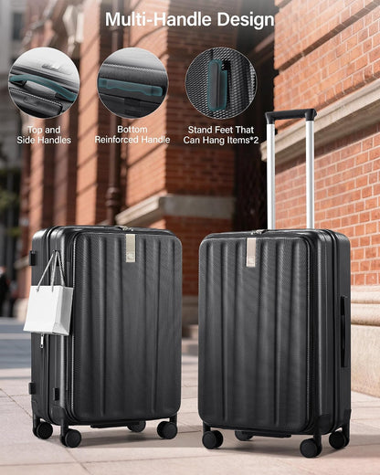 16 Inch Expandable Under Seat Luggage with Wheels Top Opening Small Suitcase with Wheels Carry On Luggage Airline Approved Lightweight Hard Shell Suitcases for Weekender Overnight-Caribbean Blue