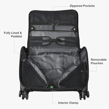 Carry-On Softside 8-Wheeled Spinner Garment Bag Luggage, Black, 21-Inch