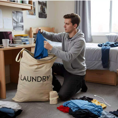 23.6" x17.3" Dirty Clothes Bag for Traveling and Camping, Travel Laundry Bags with Zipper and Hand Strap, Portable and Washable Travel Dirty Clothes Bag