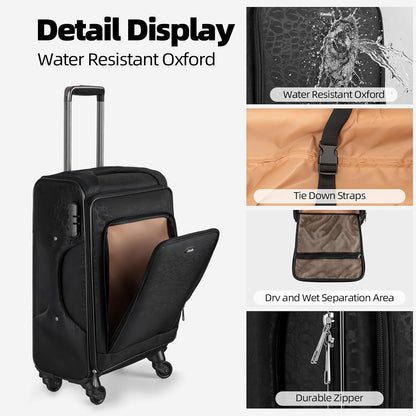 Carry on Luggage 13.7" x 10.6" x 20.4" Airline Approved, 20 Inch Softside Suitcase with Wheels, TSA Lock for Business Trip, Water-Resistant Large Capacity for Men Women