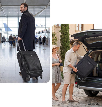 Carry on Luggage 13.7" x 10.6" x 20.4" Airline Approved, 20 Inch Softside Suitcase with Wheels, TSA Lock for Business Trip, Water-Resistant Large Capacity for Men Women