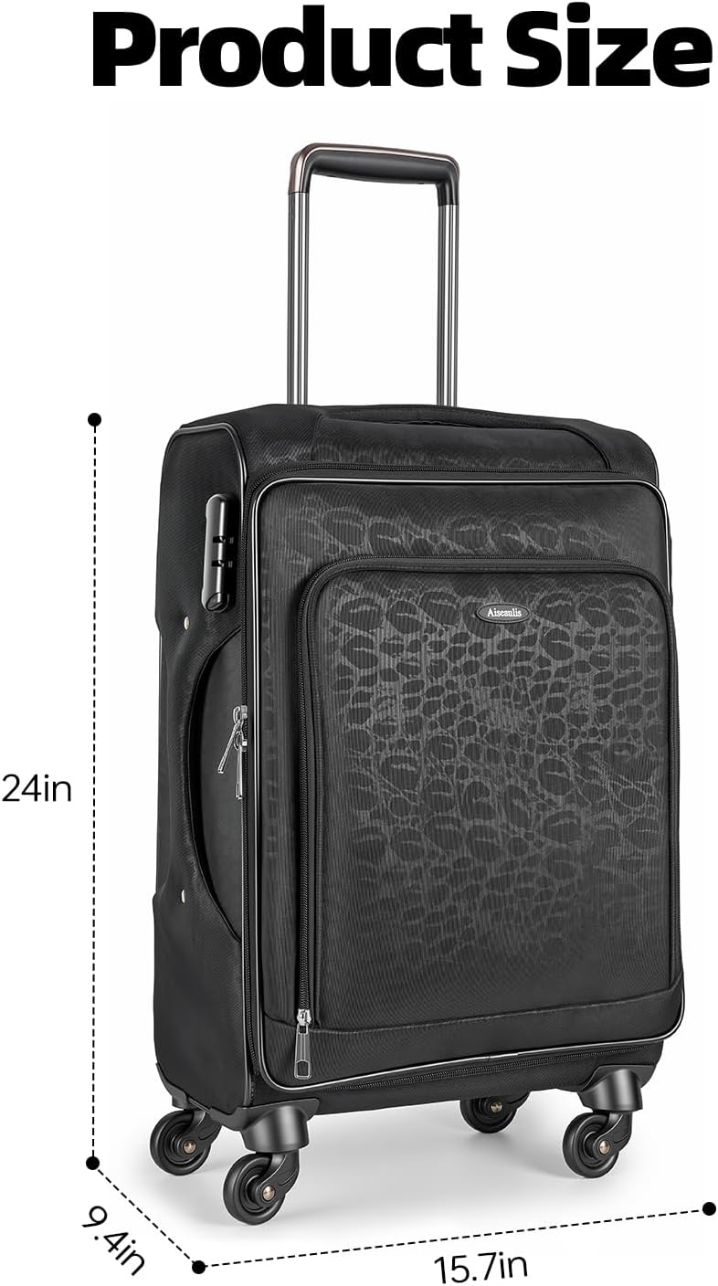 Carry on Luggage 13.7" x 10.6" x 20.4" Airline Approved, 20 Inch Softside Suitcase with Wheels, TSA Lock for Business Trip, Water-Resistant Large Capacity for Men Women