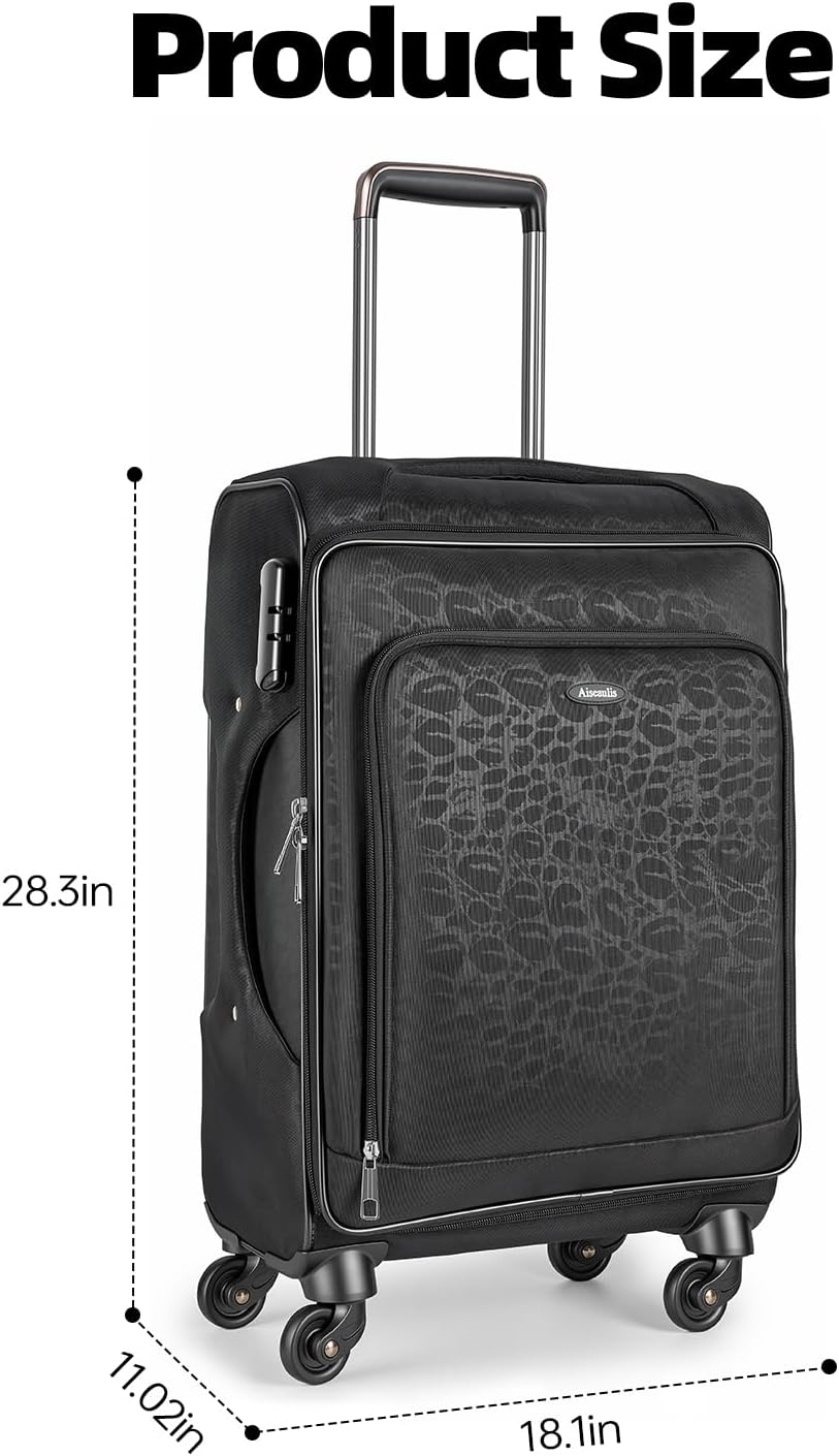 Carry on Luggage 13.7" x 10.6" x 20.4" Airline Approved, 20 Inch Softside Suitcase with Wheels, TSA Lock for Business Trip, Water-Resistant Large Capacity for Men Women