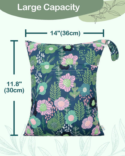 Wet Dry Bags 3 Pack, Waterproof Reusable Travel Bags for Swimsuits, Baby Cloth Diapers, Beach, Pool, Gym Bag & Wet Clothes with 2 Pockets L-BWG - Colors A
