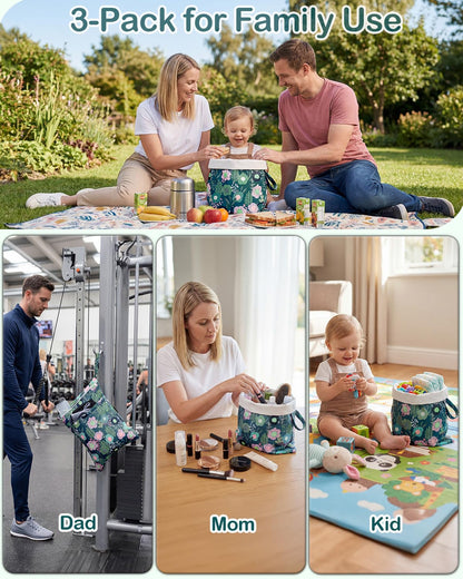 Wet Dry Bags 3 Pack, Waterproof Reusable Travel Bags for Swimsuits, Baby Cloth Diapers, Beach, Pool, Gym Bag & Wet Clothes with 2 Pockets L-BWG - Colors A