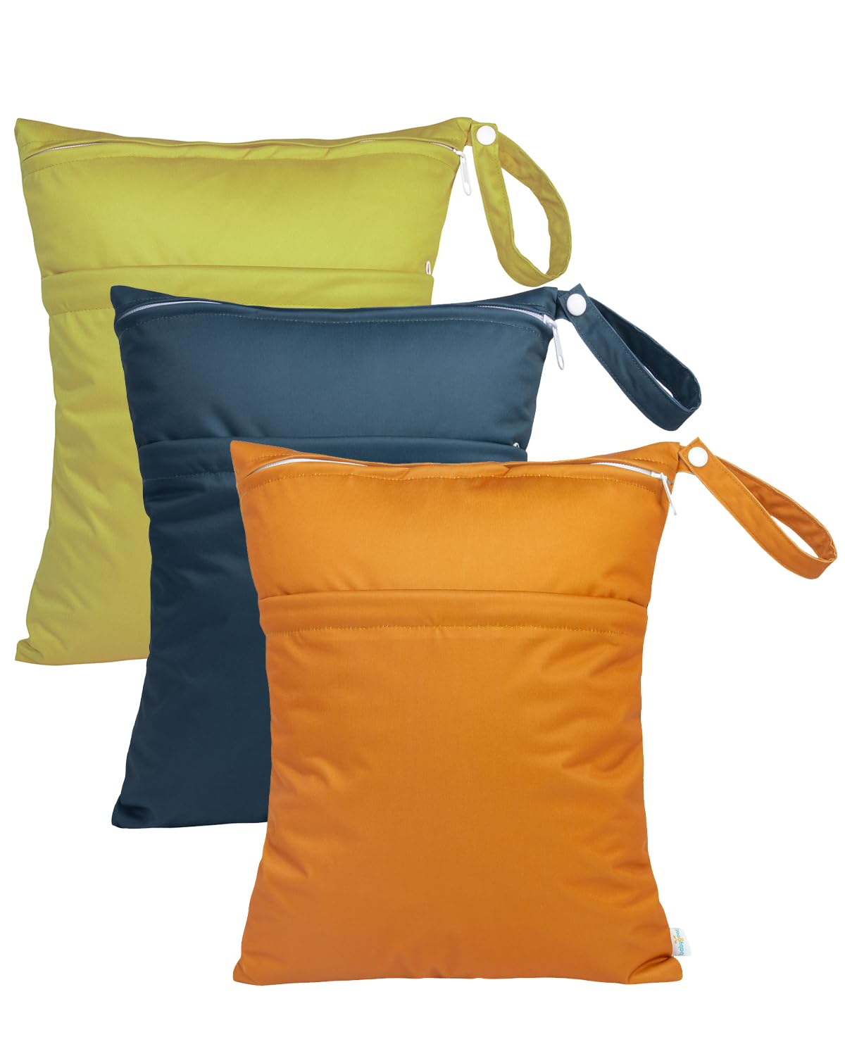 Wet Dry Bags 3 Pack, Waterproof Reusable Travel Bags for Swimsuits, Baby Cloth Diapers, Beach, Pool, Gym Bag & Wet Clothes with 2 Pockets L-BWG - Colors A