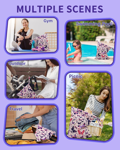 Wet Dry Bags 3 Pack, Waterproof Reusable Travel Bags for Swimsuits, Baby Cloth Diapers, Beach, Pool, Gym Bag & Wet Clothes with 2 Pockets L-BWG - Colors A